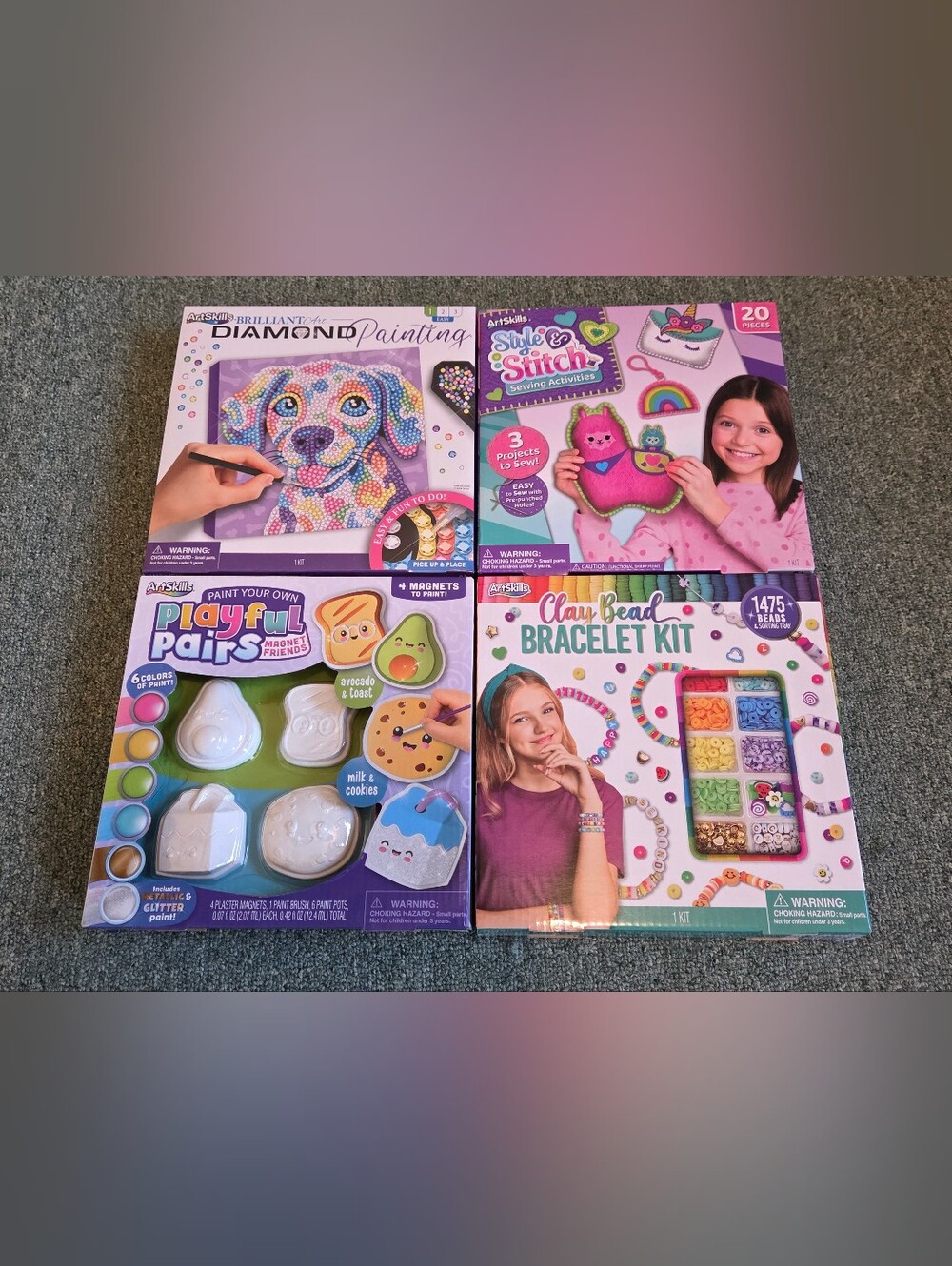 ArtSkills Kids Craft Activity Kit Bundle - Diamond, Painting, Clay Beads, Sewing